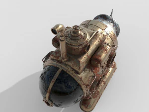 Kapal Selam Steampunk Model 3D