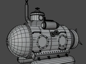 Kapal Selam Steampunk Model 3D