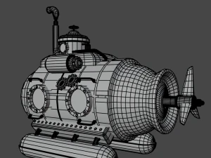 Kapal Selam Steampunk Model 3D
