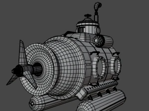Kapal Selam Steampunk Model 3D