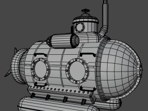 Kapal Selam Steampunk Model 3D