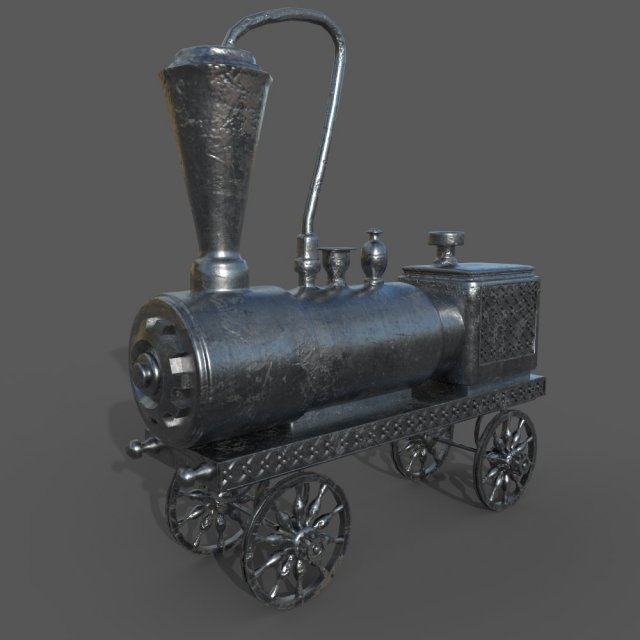 Old Toy Train 3D Model .c4d .max .obj .3ds .fbx .stl .blend 