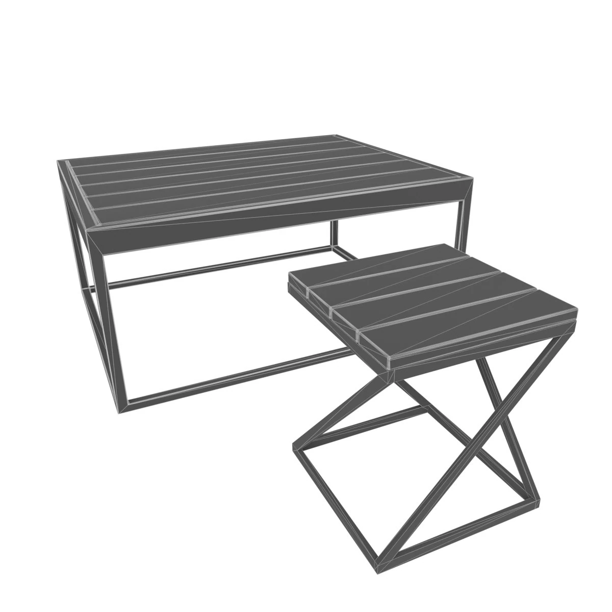 Loft-styled table and chair 3D Model .c4d .max .obj .3ds .fbx .stl .blend 