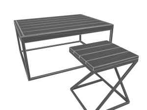 Loft-styled table and chair 3D Model