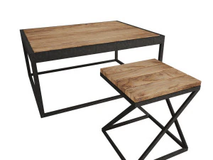 Loft-styled table and chair 3D Model