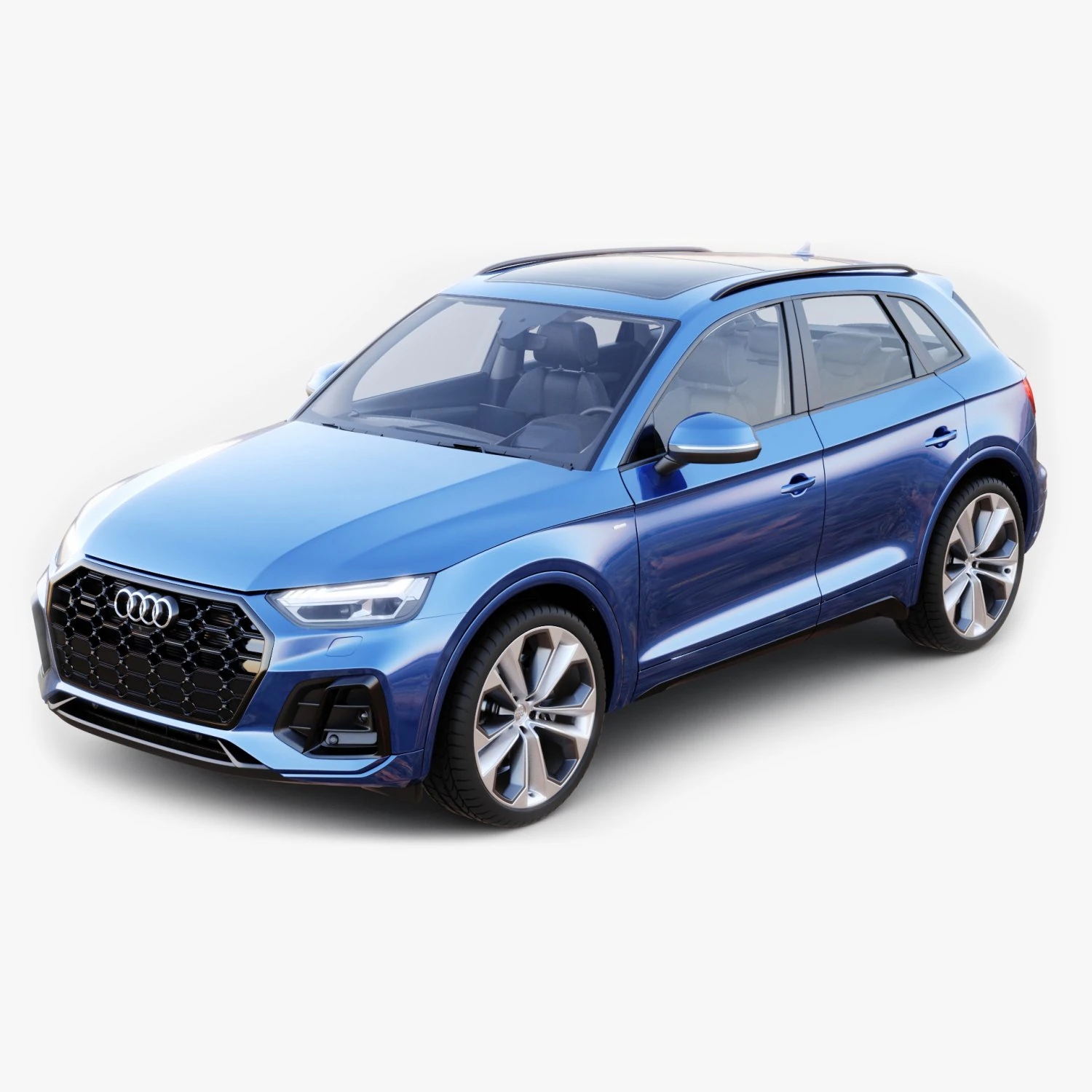 Audi Q5 2021 with interior and open doors 3D Model .c4d .max .obj .3ds .fbx .stl .blend 