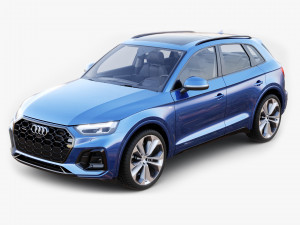 Audi Q5 2021 with interior and open doors 3D Model