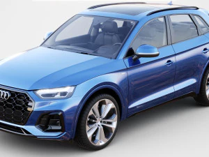 Audi Q5 2021 with interior and open doors 3D Model