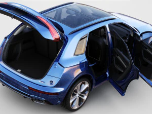 Audi Q5 2021 with interior and open doors 3D Model