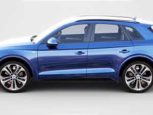 Audi Q5 2021 with interior and open doors 3D Model