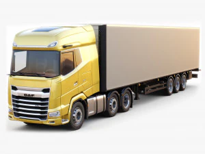 Semi caminh&atilde;o DAF XG com reboque Modelo 3D