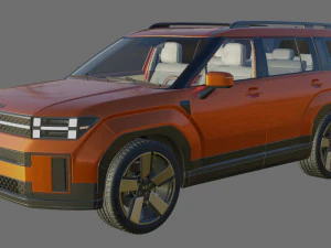 Hyundai Santa Fe 2024 with interior 3D Model