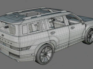 Hyundai Santa Fe 2024 with interior 3D Model