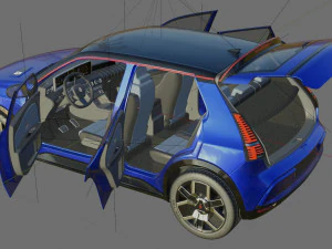 Renault 5 E-Tech 2025 with interior 3D Model