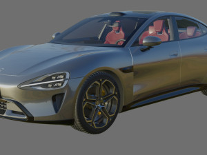 Xiaomi SU7 2024 with interior 3D Model