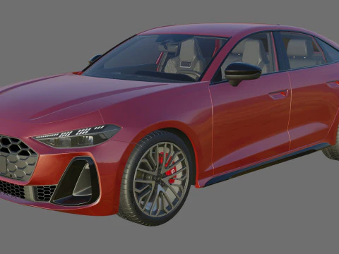 Audi S5 and A5 S-line 2025 with interior 3D Model