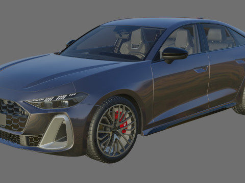 Audi S5 and A5 S-line 2025 with interior Model 3D
