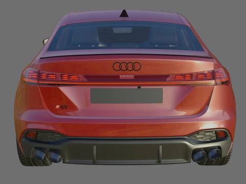 Audi S5 and A5 S-line 2025 with interior 3D Model