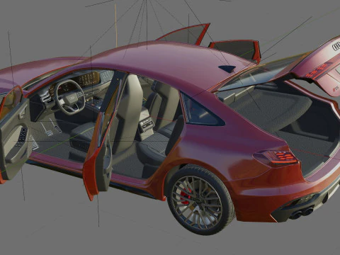 Audi S5 and A5 S-line 2025 with interior 3D Model