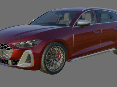 Audi S5 and A5 S-line Avant 2025 with interior 3D Model