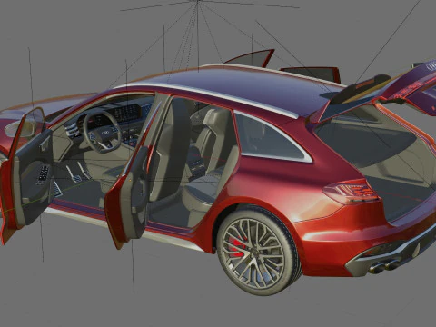 Audi S5 and A5 S-line Avant 2025 with interior 3D Model