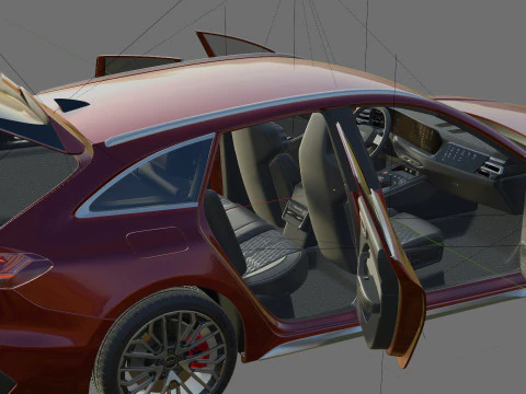 Audi S5 and A5 S-line Avant 2025 with interior 3D Model