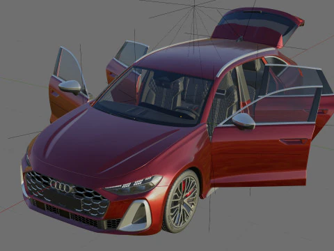 Audi S5 and A5 S-line Avant 2025 with interior 3D Model