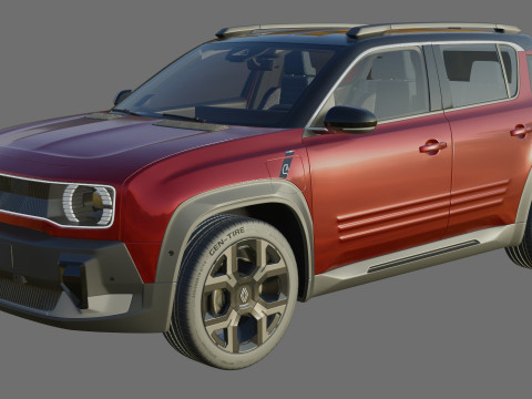 Renault 4 E-Tech 2026 with interior 3D Модель