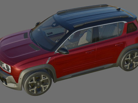 Renault 4 E-Tech 2026 with interior 3D Модель