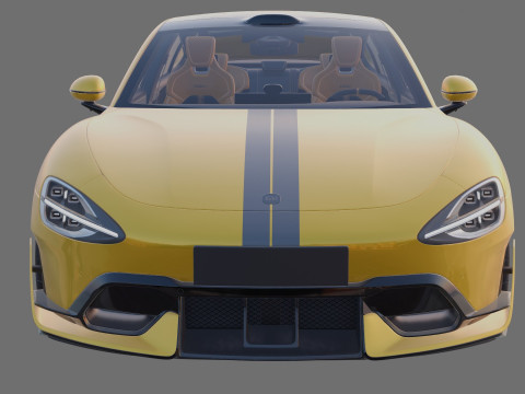 Xiaomi SU7 Ultra 2025 with interior 3D Model