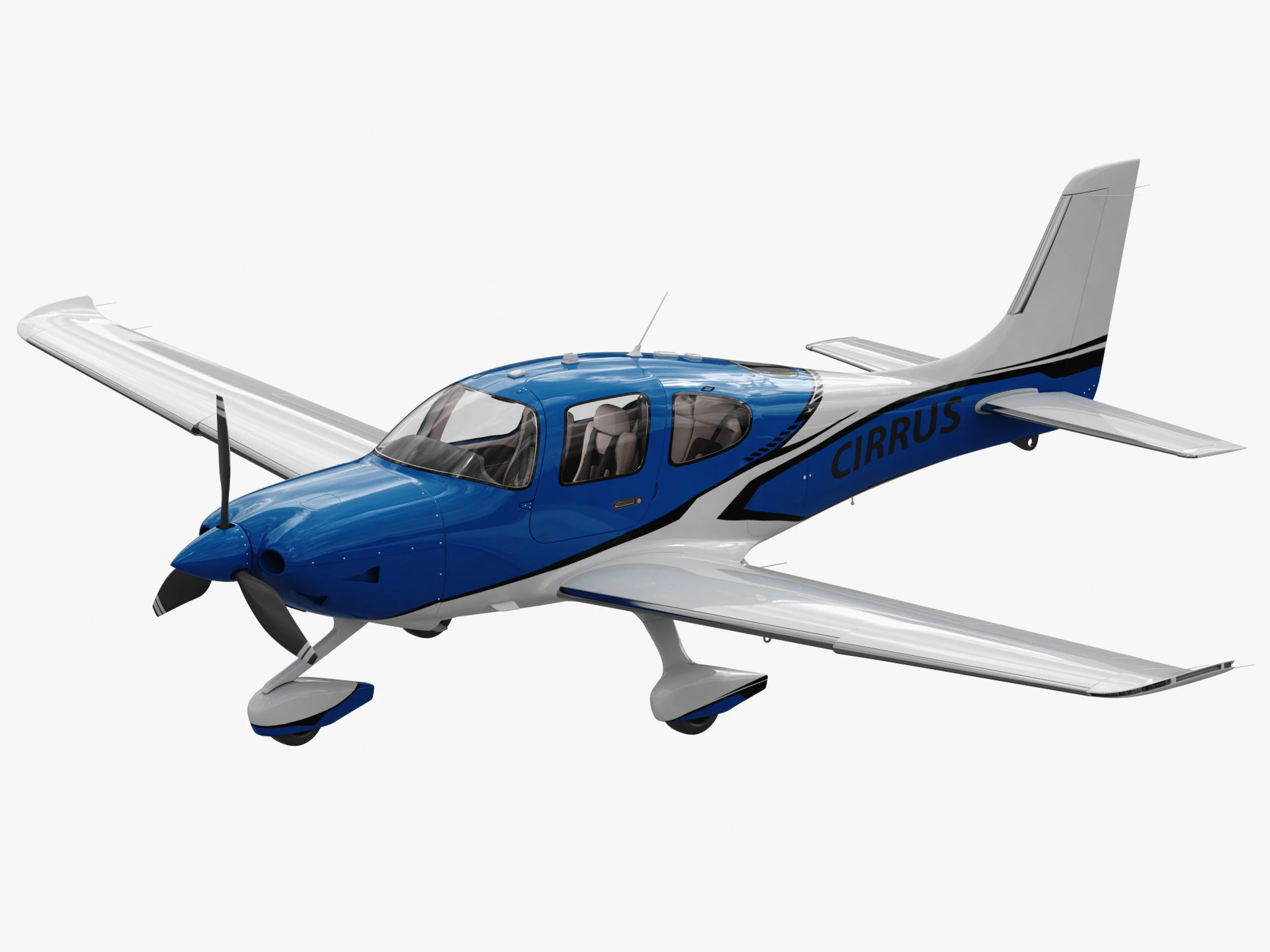 Cirrus SR22T with interior 3D Model .c4d .max .obj .3ds .fbx .stl .blend 
