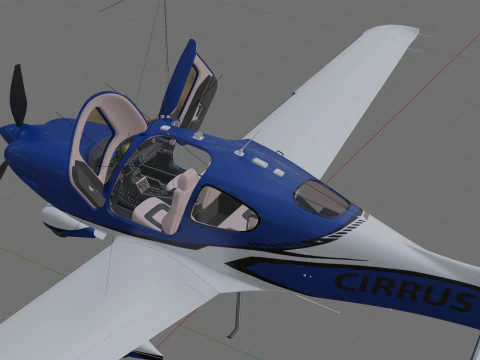 Cirrus SR22T with interior 3D Model
