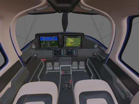 Cirrus SR22T with interior 3D Model