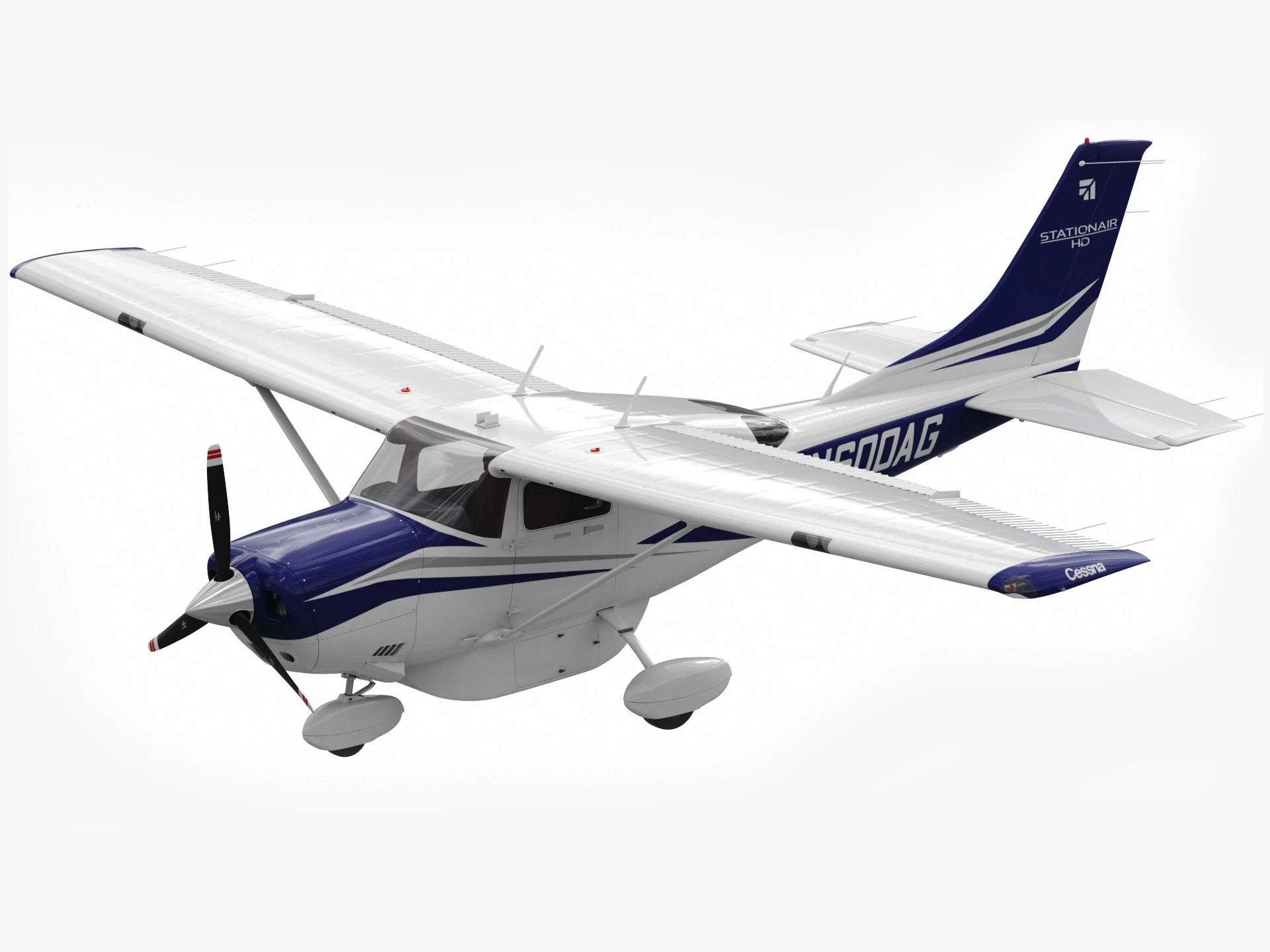 Cessna T206H Stationair HD 3D Model .c4d .max .obj .3ds .fbx .stl .blend 