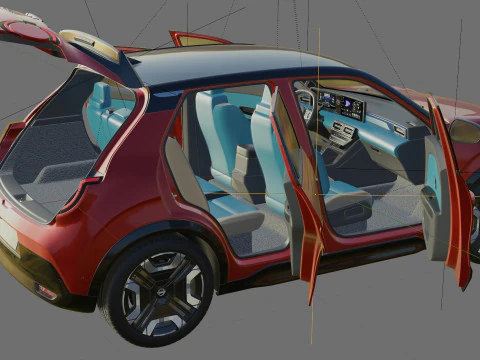 Nissan Micra EV 2026 with interior 3D Model