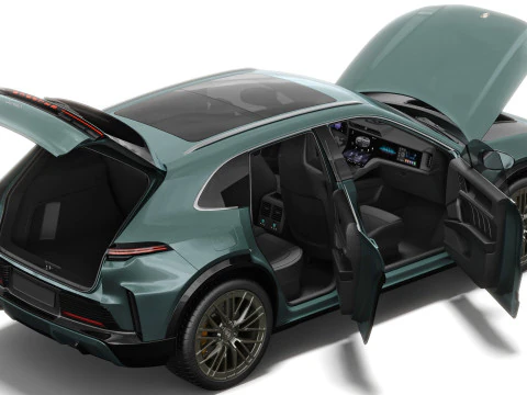 Porsche Cayenne Turbo Elettrica 2027 con interni Modello 3D