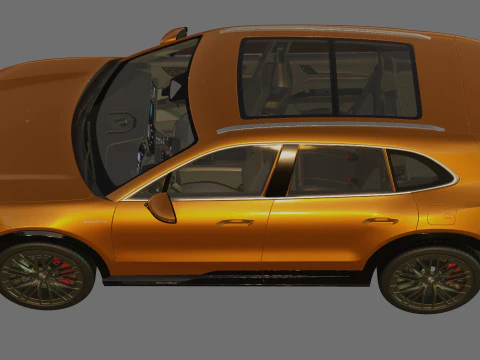 Porsche Cayenne Turbo Elettrica 2027 con interni Modello 3D