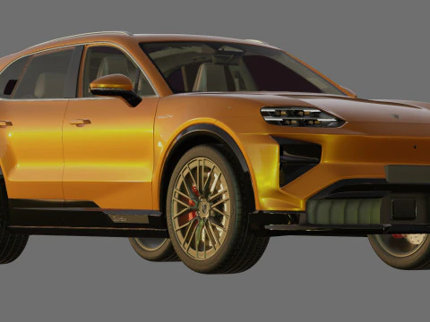 Porsche Cayenne Turbo Elettrica 2027 con interni Modello 3D