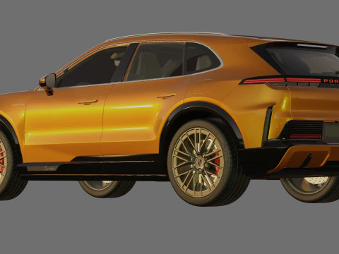 Porsche Cayenne Turbo Elettrica 2027 con interni Modello 3D
