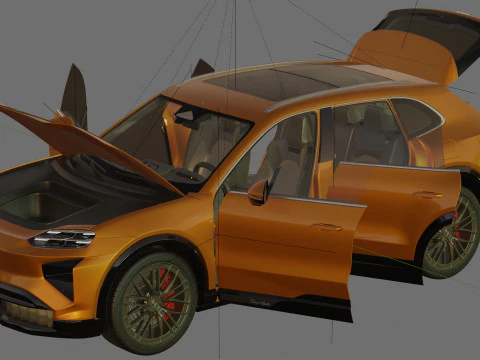 Porsche Cayenne Turbo Elettrica 2027 con interni Modello 3D