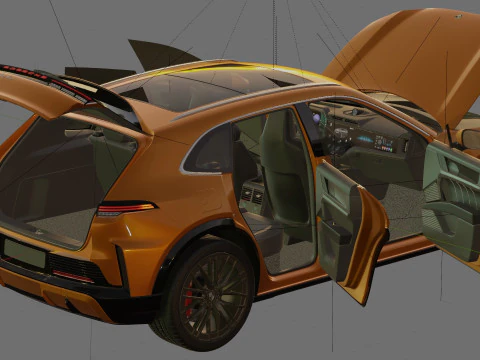 Porsche Cayenne Turbo Elettrica 2027 con interni Modello 3D