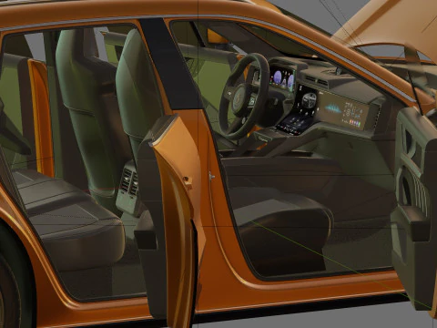 Porsche Cayenne Turbo Elettrica 2027 con interni Modello 3D