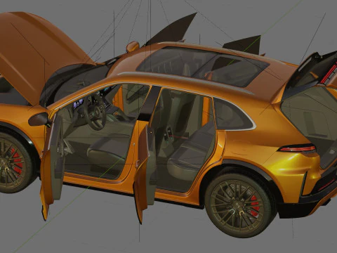 Porsche Cayenne Turbo Elettrica 2027 con interni Modello 3D