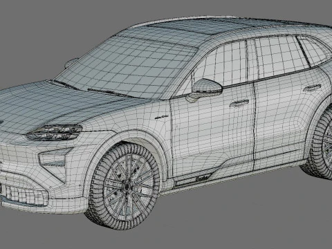 Porsche Cayenne Turbo Elettrica 2027 con interni Modello 3D