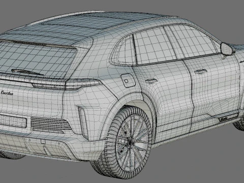 Porsche Cayenne Turbo Elettrica 2027 con interni Modello 3D