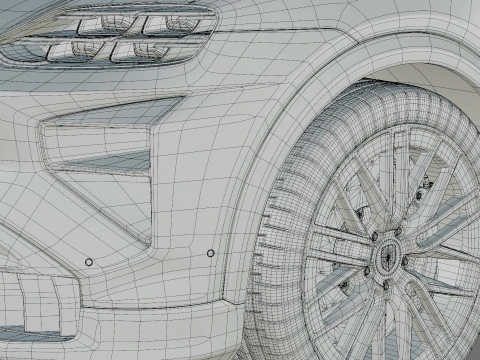 Porsche Cayenne Turbo Elettrica 2027 con interni Modello 3D