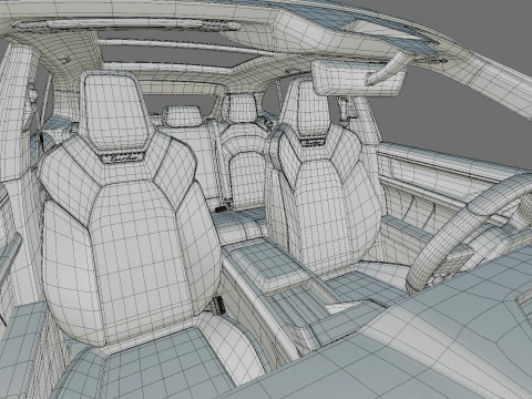 Porsche Cayenne Turbo Elettrica 2027 con interni Modello 3D