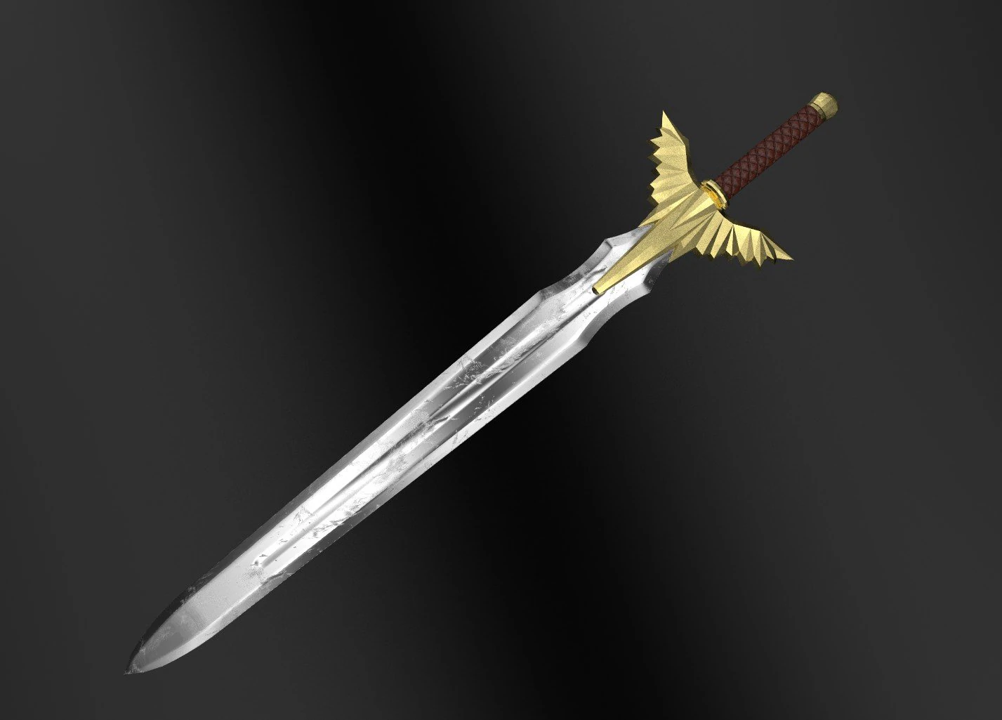 gilded sword low-poly 3D Model .c4d .max .obj .3ds .fbx .stl .blend 