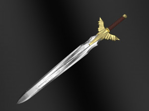gilded sword low-poly 3D मॉडल