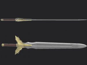 gilded sword low-poly 3D Model